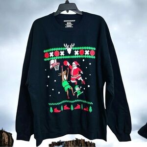 Snowtorious Dunking Santa‎ Ugly Sweatshirt Crew Neck Long Slvs Christmas Novelty